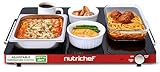 NutriChef Electric Warming Tray | Glass Surface Hot Serving Tray | Adjustable Temperature 140°F to 230°F | Energy Efficient & Space Saving | Perfect for Buffets,Parties & More | 21.2 x 16.5 IN | Red