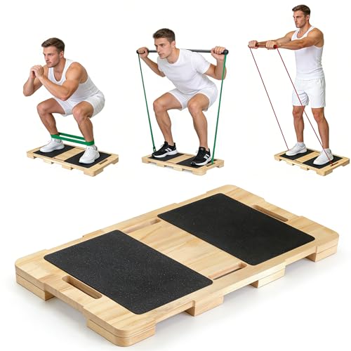 Wood Resistance Band Platform Base Fitness Exercise Board Footplate for Home Gym Workout (Upgraded 8 legs)