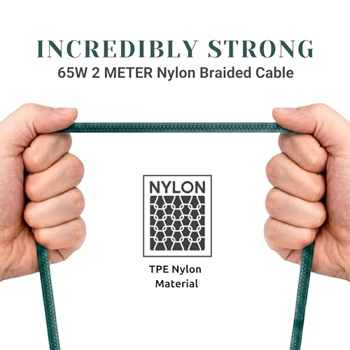 Image of PHILIPS DLC4160CT /94 65W Type-C to Type-C Fast Charging Cable (2m, Crystal Teal) | Nylon Braided | Compatible with iPhone 15+ Series, USB-C iPad Models, Samsung Galaxy & All Type C Devices