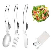 COYUN 3 Stück Klappgabeln und Löffelset,Campingbesteck,Messer Gabel Löffel Set Outdoor,Campingbesteck Klappbar,Camping Besteckset,Campingbesteck für Outdoor, Picknick, Reisen, Spülmaschinenfest