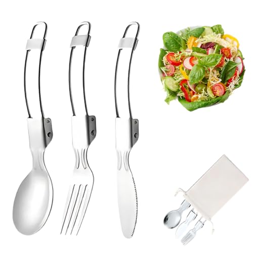 COYUN 3 Stück Klappgabeln und Löffelset,Campingbesteck,Messer Gabel...