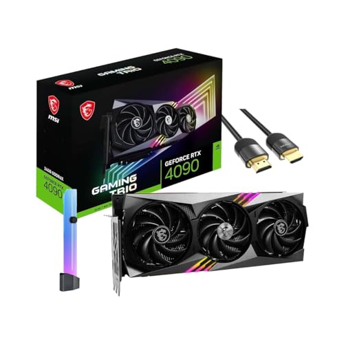 MSI Gaming Trio RTX 4090 Graphics Card (PCIe 4.0, 24GB 384Bit GDRR6X, HDMI 2.1a, DP 1.4a, TORX Fan 5.0), w/Anti-Sag RGB Holder, HDMI 2.1 Cable