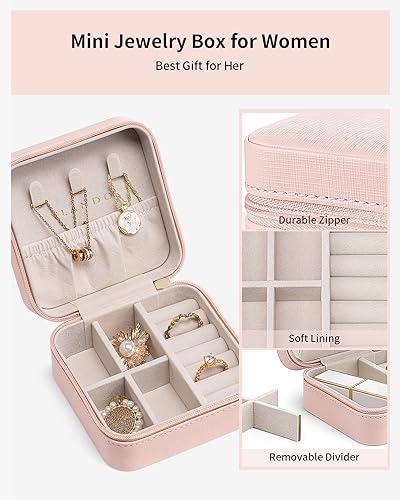 Vlando Travel Jewelry Box, Small Jewelry Travel Organizer Case Travel Essentials Gift For Women Girl thumb #3