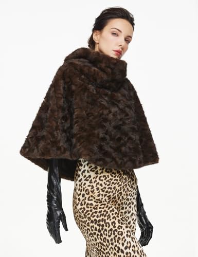 Women Faux Fur Cape Poncho 1920s Mink Fur Wraps for Halloween Christmas Cosplay2