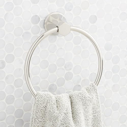 Signature Hardware 955087 Elita 6-5/16" Wall-Mounted Towel Ring - Polished Nickel
