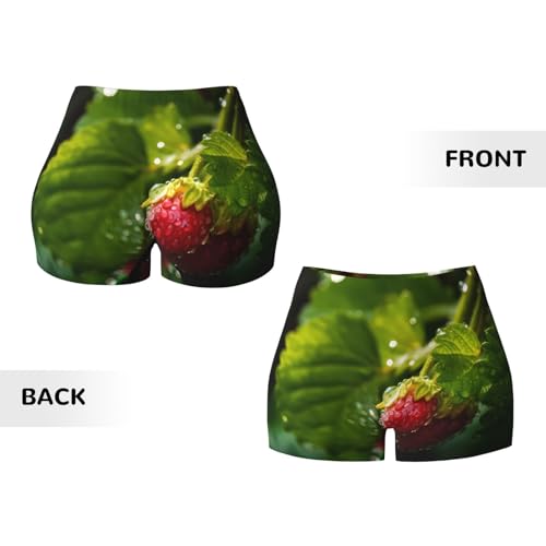 Raspberries Pattern Sports Shorts, high Elastic Slim Fitness Pants, Suitable for Yoga/Leisure/Daily wear3