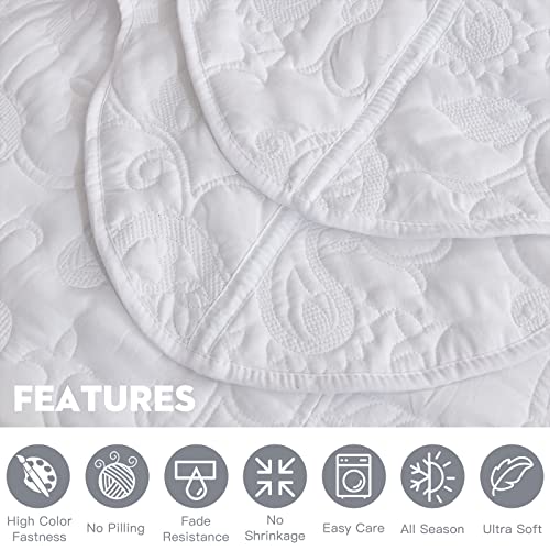 Hz&Hy Oversized King Bedspread Pure White 138X122 Extra Wide, Coverlet Bedding Set, Lightweight Thin Comforter, Reversible, Luxurious, 4 Piece, 100% Microfiber, California/Alaskan King, Pure White #TOP5