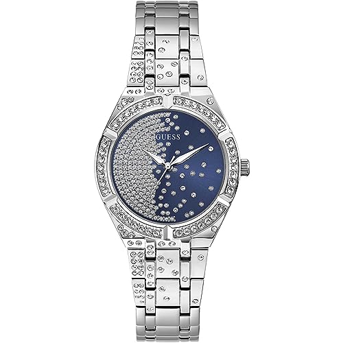 Guess Orologio Con Quadrante In Cristallo, Argento, Ns, Classico-image