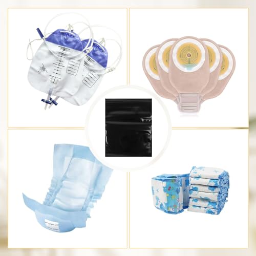 Bolsas desechables para ostomía de 100 piezas negras y opacas 4