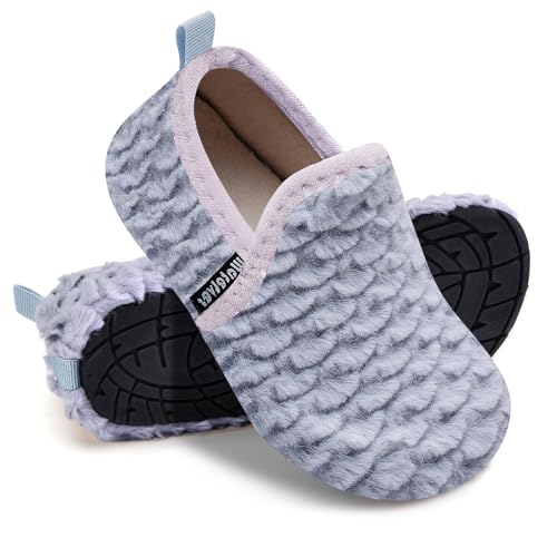 WateLves Kids Toddler Slippers Girls Boys Slip on House Shoes Lightweight Anti Slip Sock Slippers Winter Indoor Outdoor Walking Shoes(Scale Purple, 20/21)