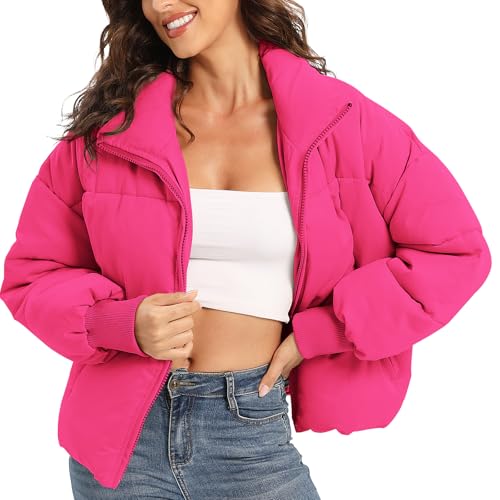 Acubozzntb Womens Casual Oversize Puffer Jacket Long Sleeve Full Zip