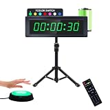 LUCKY TIME Gym Timer, Battery Powered Interval Timer with 7-Colour LED Display, Remote Control & Button & Stand, HIIT Tabata EMOM, Countdown/Up Stopwatch,Wall Mount or Tabletop for Home Gym Garage