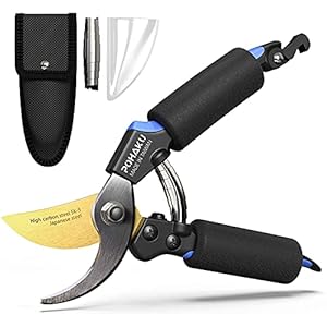 8″ Pruning Shears, POHAKU Garden Shears Premium Titanium Scissors Clippers with Safety Locking Spare Spring, Bypass Hand Pruners, Branch Cutter Gardening Hand Tools for Trimming Bushes Flowers Plants
