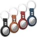 Benazcap 4 Pièce Étuis en Cuir PU pour AirTags Key Finder (Locator Tracker), Mini AirTags Tracker Cover Skin, Housse AirTags avec Porte-Clés