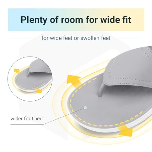 Fitville Womens Wide Fit Flip Flops Arch Support Non Slip Wedge Sandals Lighweight Ladies Summer Slippers For Flat Feet Plantar Fasciitis - 5