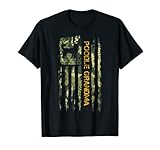 Vintage USA Camo Flag Orgulloso Caniche Perro Abuela Silueta Camiseta