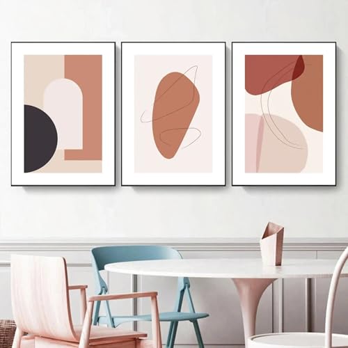 Peinture murale abstraite géométrique rose blush 40x60 cm encadrée XBTYKPB