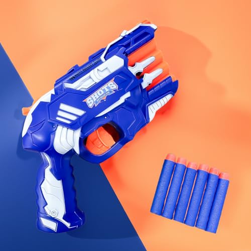 Kit Arma de Brinquedo Infantil Lança Dardos 4 Tiros em Sequência + 6 Munições (AZUL)