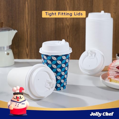 JOLLY CHEF 500 Pack Disposable Coffee Cup Lids, 3.6'' White Plastic Lids for 10, 12, 16, 20 oz Paper Cups (90 mm) - Thumbnail 3