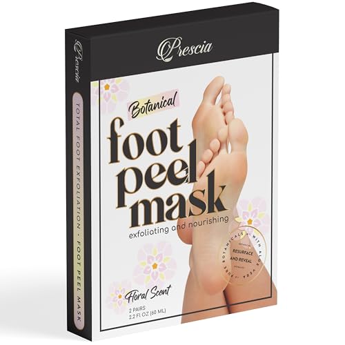 Prescia Foot Peel Mask - For Cracked Heels, Dead Skin & Calluses - Baby Soft Feet, Smooth Skin, Removes & Repairs Rough Heels, Dry Toe Skin - Exfoliating Peeling Natural Treatment - Crescena