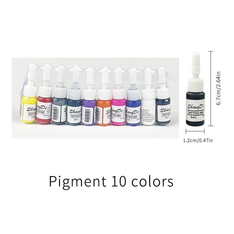 Tattoo Kit Tattoo Gun Complete Tattoo Machine Kit 20 Cartridge Needles 10 Ink Color Set for Supply Practice Skin (Sliver)
