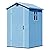 Greesum 4×4FT Plastic Outdoor Storage Shed with Floor, Resin Storaged Sheds with Lockable Door, Window & Vent, All-Weather Tool Sheds for Garden, Backyard, Patio, Blue (One-Piece Panel)