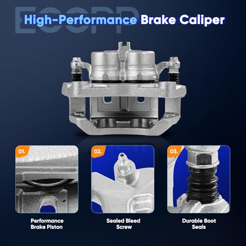 Image of ECCPP 19B2871B Front Right Disc Brake Caliper Assembly | w /Bracket Fit For Infiniti 2006-2019, For Nissan 2009-2020