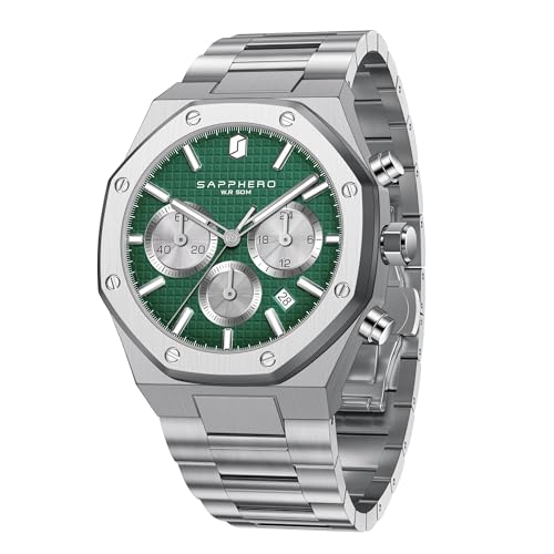 SAPPHERO Herren Uhren Luxus 50M Wasserdicht Armbanduhr für Männer Geschäftlich Datum Sport Zeit Mode Stahlband Uhr Geschenk für Männer