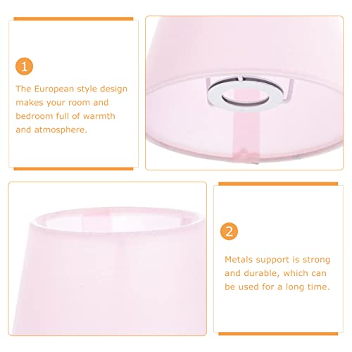Image of Lurrose Fabric Lampshade Pendant Lamp Shade Barrel Lamp Cover Table Lamp Light Cover for Table Chandelier Wall Lamp, Pink