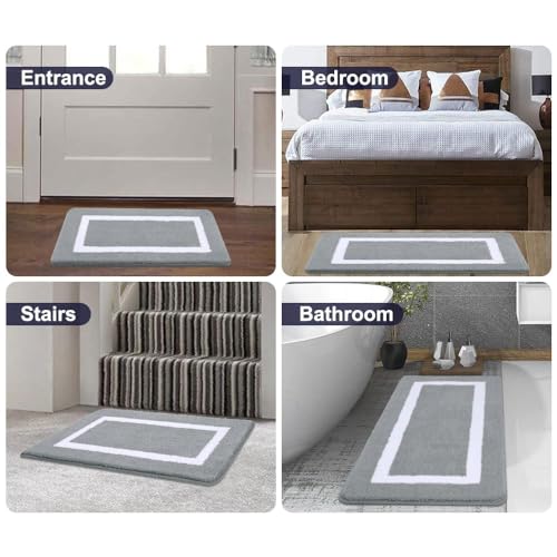 Kitinjoy Bathroom Rugs Set 2 Pieces Absorbent Soft Bath Mat and U-Shaped Contour Toilet Rug, Machine Wash Dry, Non Slip Shaggy Bath Rug for Tub, Shower and Bath Room (24" x 20"+30" x 20", Grey) - Thumbnail 7