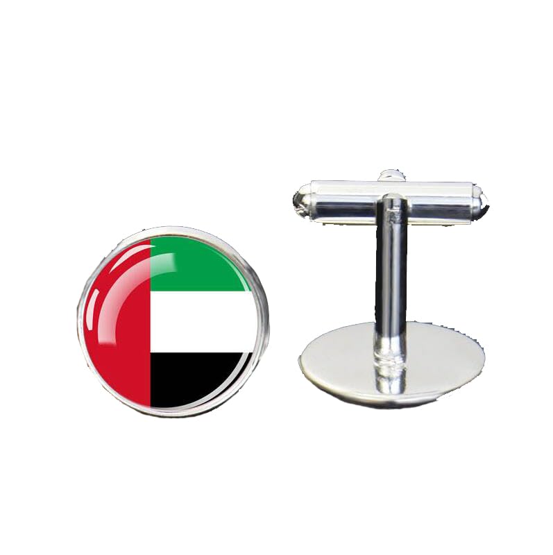 1 Pair Flag Cufflinks for Men UAE Flag Cufflinks Airplane Cufflinks Birthday Anniversary Wedding Jewelry Business Gift with Jewelry Box One Size Fits All Glass Not A