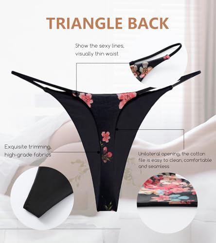 Image of chahoo Sexy Underwear for Women Thong Low Rise G-String Panties 5-Pack Low Waist T Back String Underpants Gift for Women