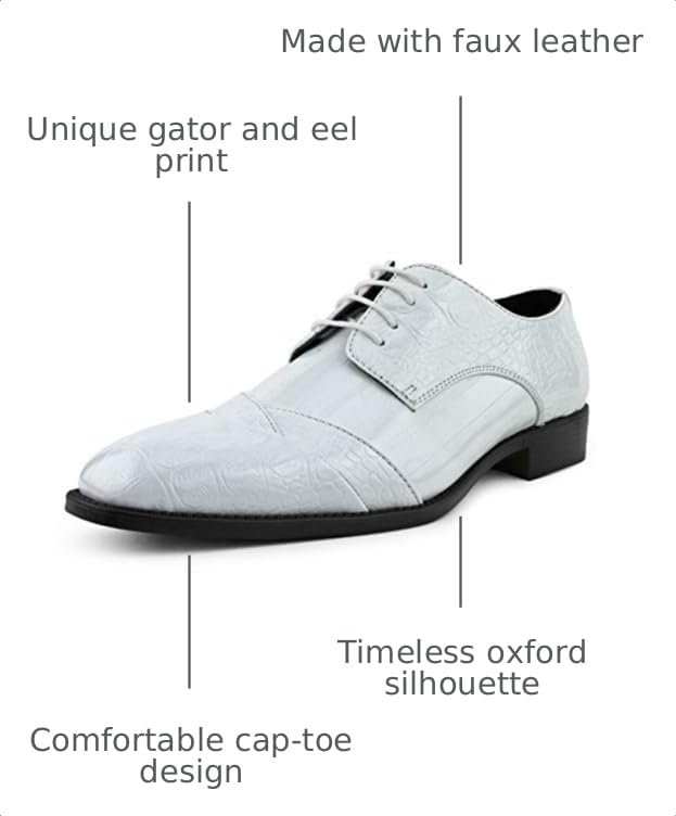 Image of Bolano Bandit Men's Alligator Print Cap-Toe Oxford Dress Shoes