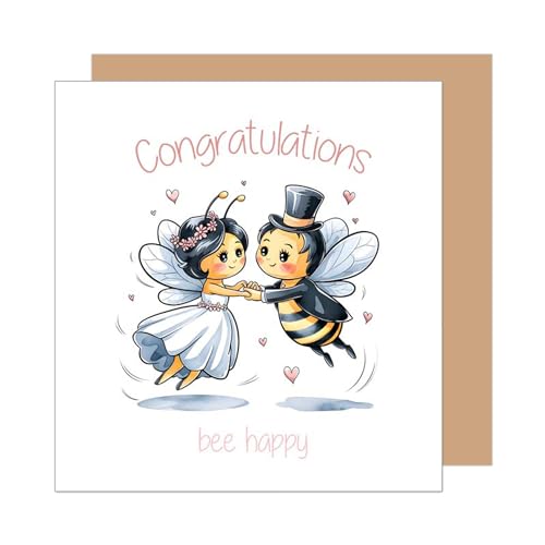 Edition Seidel Tarjeta de felicitación de boda con sobre, cuadrada, de primera calidad, con sobre, tarjeta de felicitación de boda, tarjeta de felicitación de casamiento con abejas HQ128 SW025