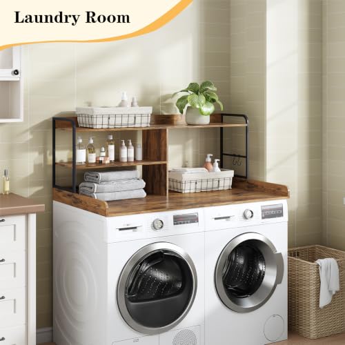 HavenlyYouth Washer and Dryer Countertop with Shelves, 54" x 27.56" 3 Tiers Large Laundry Topper with 2.95" Edge Rails, Laundry Room Storage and Organization with 2 Hooks and Non-Slip Pads by HavenlyYouth - Used condition - Image 9