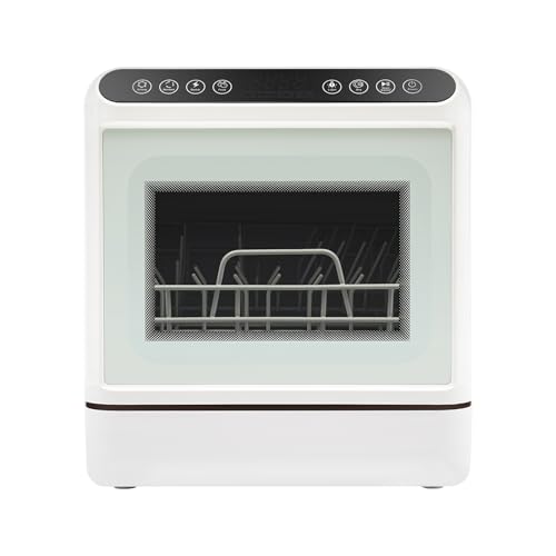 Mermajestic Lavastoviglie da tavolo da 1100 W, capacità 6 l, compatta con funzione di stoccaggio di 72 ore, 4 lavaggi e 360°, asciugatura antibatterica, per cucina, camper, appartamento