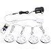 AIBOO Linkable LED Under Cabinet Lights 12V Slim Aluminum Dimmable Puck Lights with Remote Control & UL Listed Adapter for Cupboard Lighting (4 Lights, Daylight White)