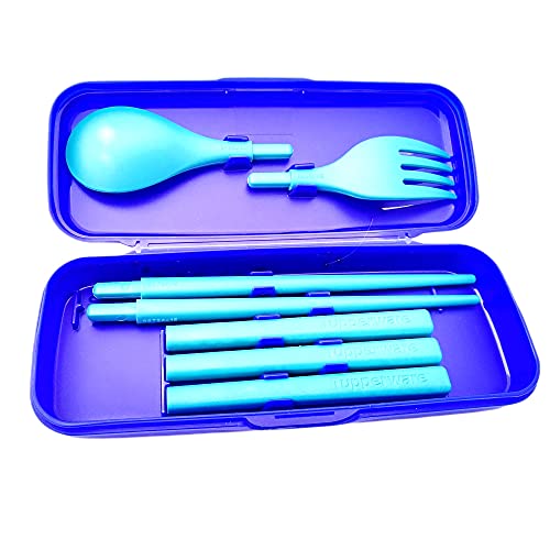 Tupperware Set de 8 couverts avec baguettes, fourchettes et cuillères - Turquoise