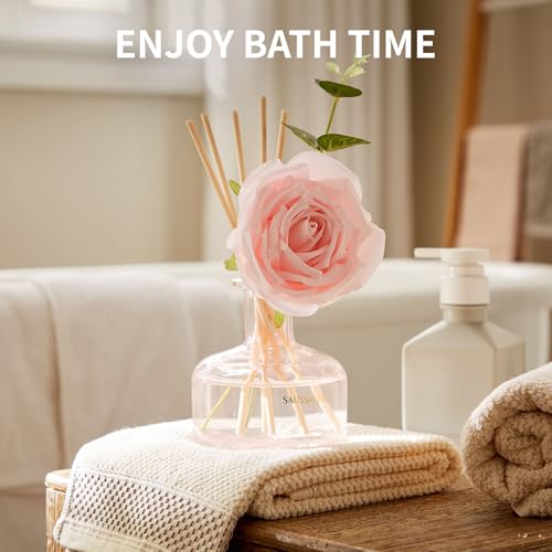 Saussavita Profumatore per Ambienti Rosa Vellutata, 210 ml Diffusore Profumo Ambiente con Bastoncini di Fragranza, 120 Giorni di Lunga Durata, Profumo per Casa, Ufficio e Bagno, Decorazione Della Casa