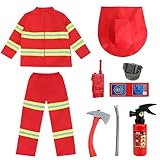 Rakuker Costume Pompiere Bambino, Vestito Carnevale Pompiere Bambino con Estintore Giocatt...