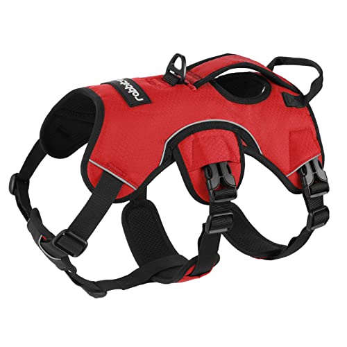 rabbitgoo Escape-Proof Dog Harness Medium with Large Handle, Anti-Pull Reflective Working Service Pets Vest, Breathable Pets Vest, Adjustable Lift Support Body Harness Small Dog Outdoor, S, Red