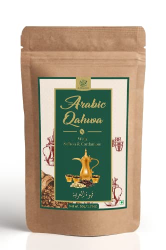 AL MASNOON Arabic Qahwa/Arabic Coffee Rich With Cardamom & Saffron 50G (Pack Of 1)