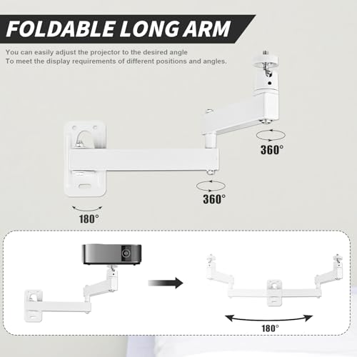 lemgyiamz Faltbare Beamer Wandhalterung, Beamer Halterung Wand mit 360° Schwenkarm, Multi-Winkel Verstellbare Projector Stand, Beamer Halterung Decke für Heimkino, Spielzimmer, BüRo