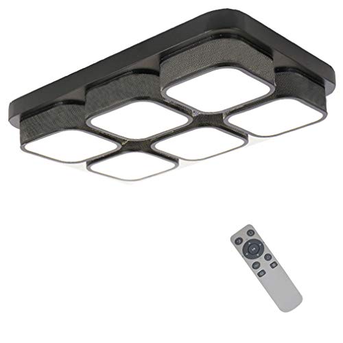 YESDA Lámpara de techo LED Moderno design Lámpara de baño cuadrado Ahorro de energía de blanco Iluminación de techo moderna Ahorro De Energía De Luz De (Negro-72W Regulable)