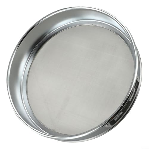 Tamiz de laboratorio de acero inoxidable de 20 cm, marco cromado con apertura de malla 10-100 para pruebas de tamaño de partículas, tamizado de arena en polvo de grano, análisis de suelo (malla 100)