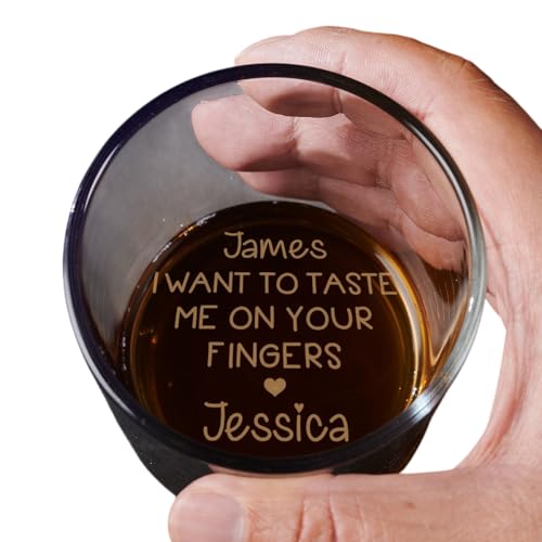 Kriadele I Want To Taste Me On Your Fingers Personalized Whiskey Glass, Naughty Fun Gift for Couple Him, Her, Husband, Wife, Boyfriend, Girlfriend On Birthday Anniversary Valentine's Day