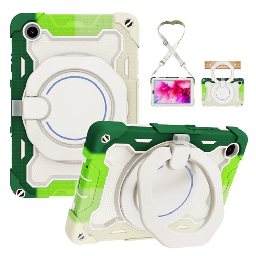 Étui de protection antichoc Lenovo Tab M8 support rotatif 360 et porte-crayon vert