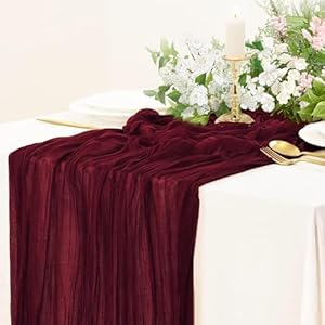 Table Runner Cheesecloth 10 FT Boho Rustic Easter Table Runner Gauze for Wedding Spring Decor Cheese Cloth Runner for Baby Shower Birthday Home Decor (Wine Red, 1 Pack) Table Runner Cheesecloth 10 FT Boho Rustic Easter Table Runner Gauze for Wedding Spring Decor Cheese Cloth Runner for Baby Shower Birthday Home Decor Wine Red 1 Pack
