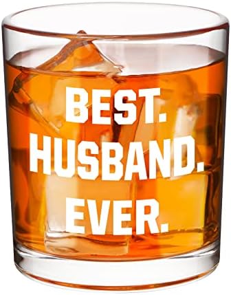 DAZLUTE Best Husband Ever Whiskey Glass, Valentines Day Gifts Wedding Gifts Engagement Gifts Birthday Gifts for Men Husband Hubby Fiance Boyfriend Mr Him Lover, Husband Gifts Idea from Wife, 10 Oz