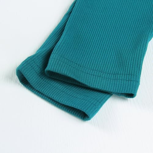 Artfish Women's Square Neck Long Sleeve Ribbed Slim Fitted Casual Basic Crop Top (Teal, M) by Artfish - Used condition - Image 3